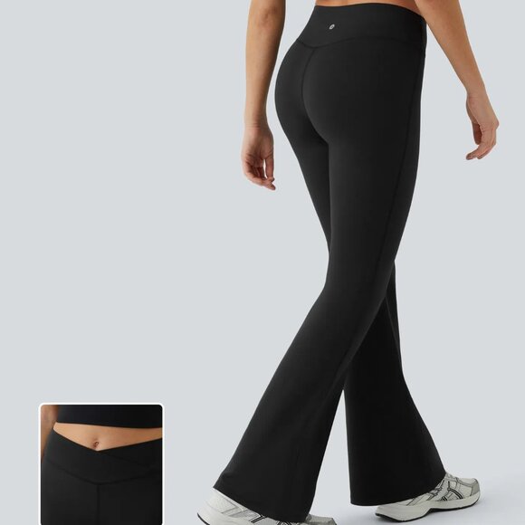 High Waisted Crossover Flare Yoga Leggings - Picture 6 of 7
